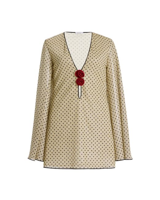 Oseree Natural Lumière Rose-Detailed Polka-Dot Mini Kaftan