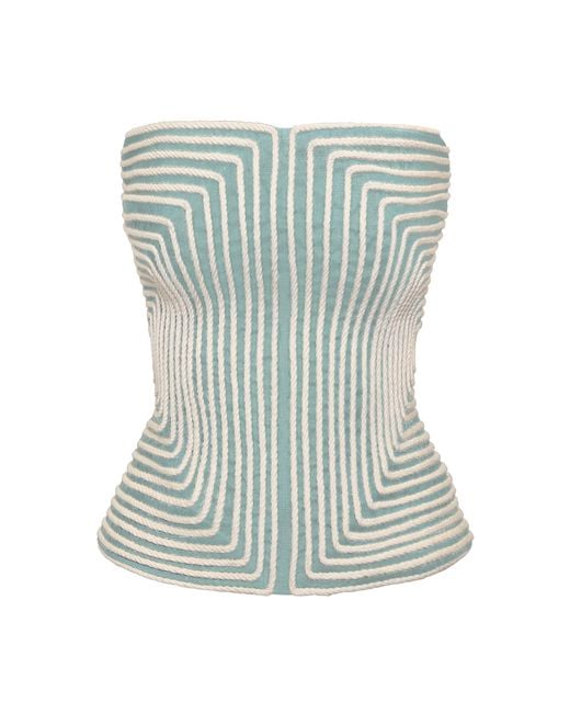 ANDRES OTALORA Green Nyota Alma Embroidered Linen Top