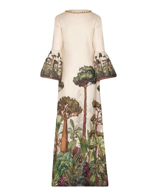 ANDRES OTALORA Natural Magdalena Hand-embellished Linen Maxi Dress