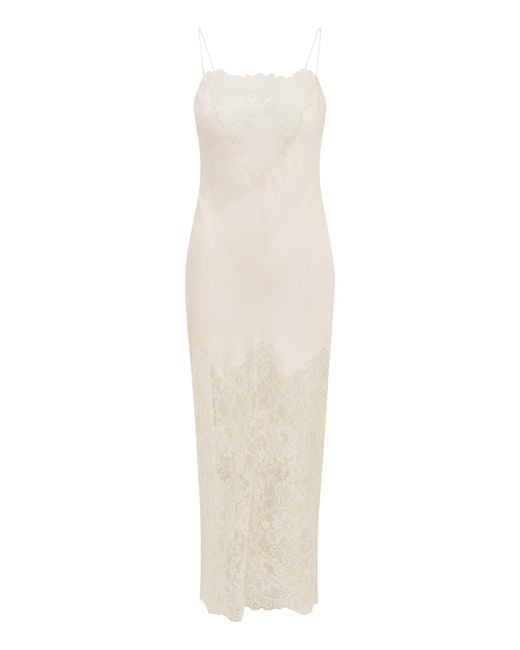 Airelle White Satin Panel Lace Maxi Dress
