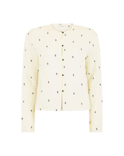 Harris Tapper Natural Exclusive Eileen Embroidered Silk-Blend Top
