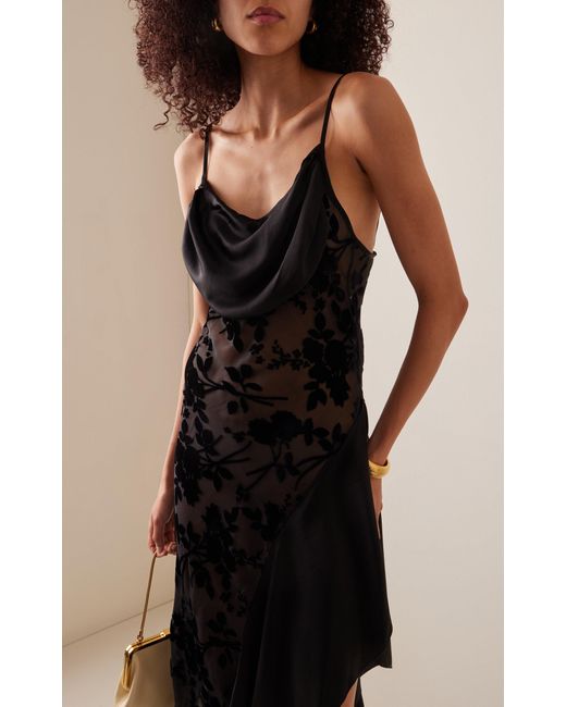 Rodarte Black Asymmetric Bias-cut Velvet Dress