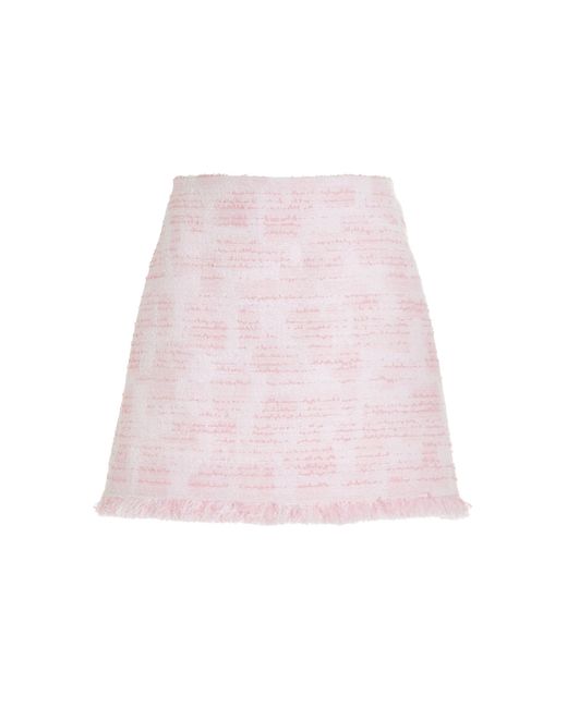 Oscar de la Renta Pink Textured Tweed Mini Skirt