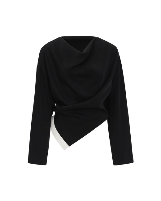 Source Unknown Black Amalia Draped Blouse