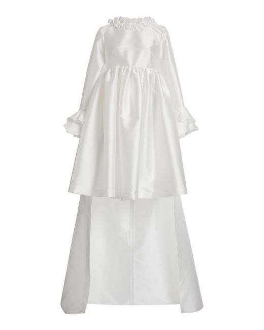 Greta Constantine Women's White Haring Empire Waist Silk Gown