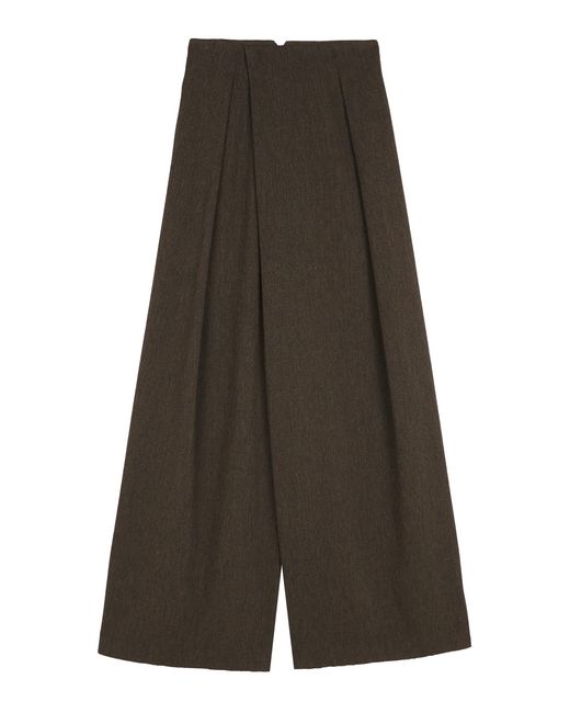 Cortana Green Camino Wool-Cashmere Wide Leg Pants