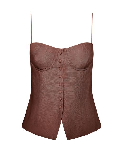 Onia Brown Air Linen Underwire Corset Top
