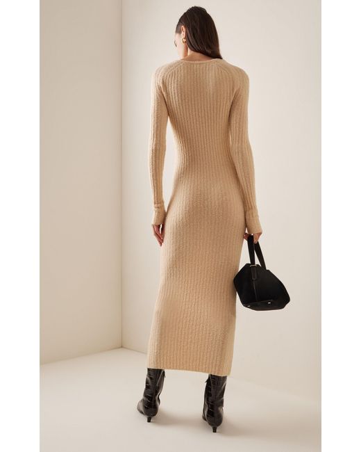 Totême  Natural Ribbed Wool-blend Maxi Dress