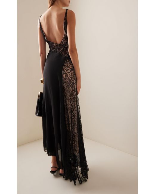 Givenchy Black Lace-trimmed Silk Maxi Dress