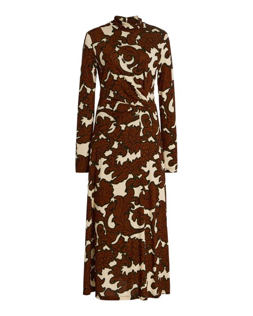 Cara Cara Natural Hera Ruched Printed Jersey Midi Dress