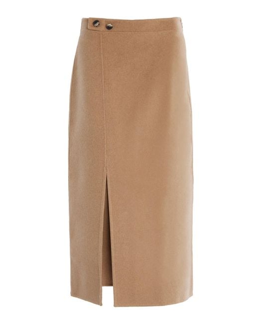 Proenza Schouler Brown Adrian Brushed Wool Midi Skirt