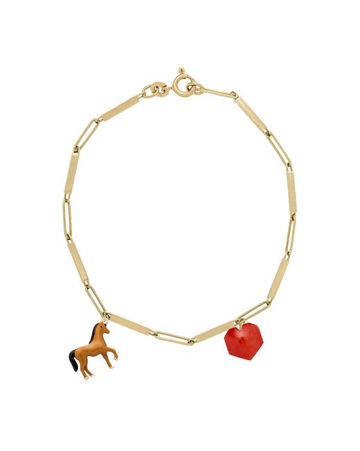 Aliita White Deco Tubitos 9K Caballo Enamel Bracelet