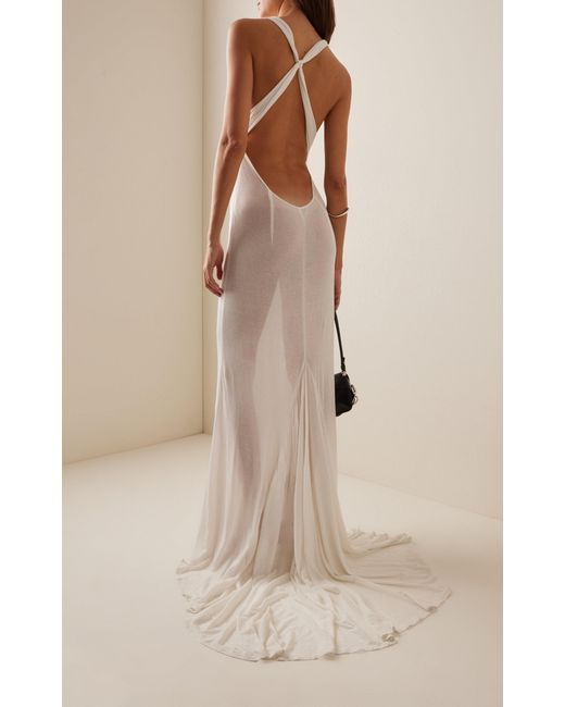 Ludovic de Saint Sernin White Carrie Rib-Knit Cotton Maxi Dress