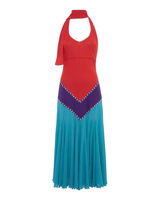 Siedres Blue Raye Color-Block Midi Dress