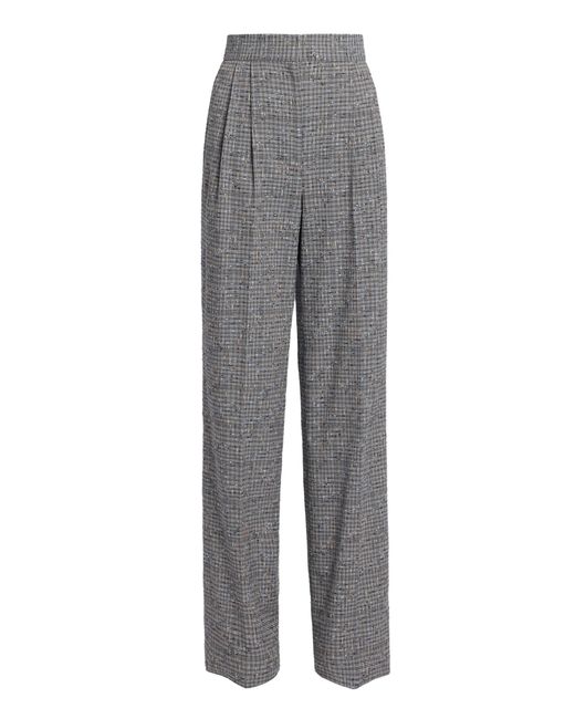 Erdem Gray Donegal Checkered Wide Leg Pants