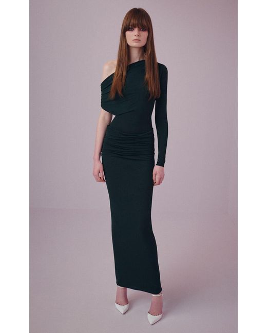 Alex Perry Green Asymmetric Draped Maxi Dress