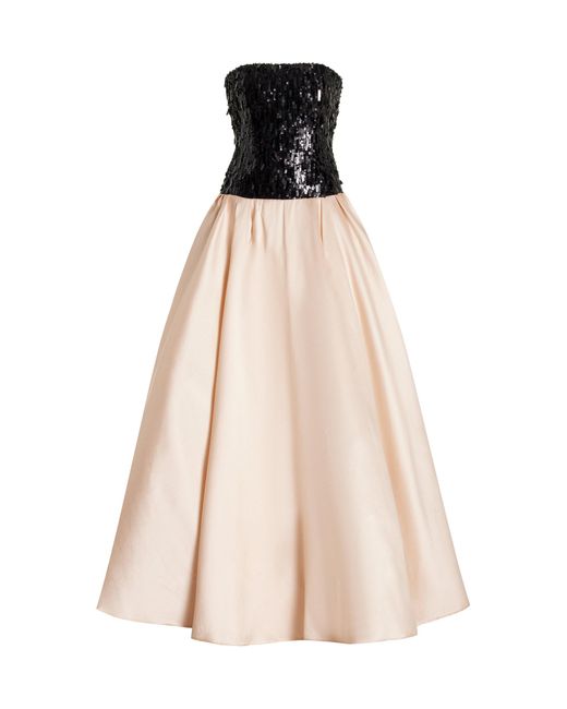 Pamella Roland Natural Sequined Satin Ball Gown