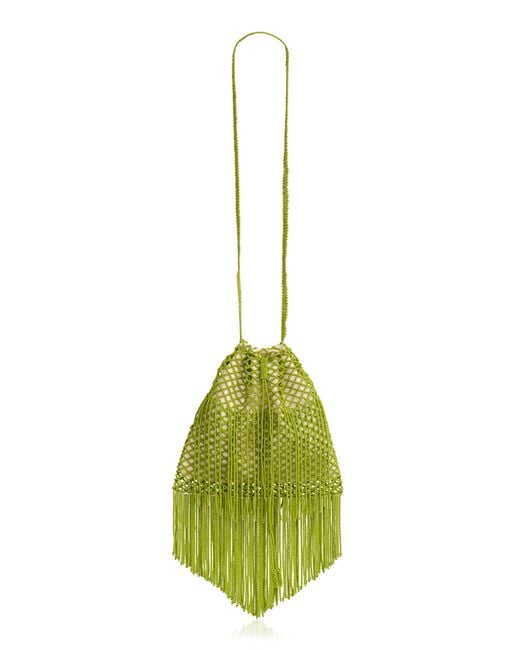 LIKE A BIRD Green Fringe Beaded Bag