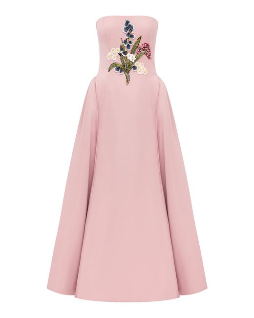 LEO LIN Pink Viola Embellished Bustier Maxi Dress
