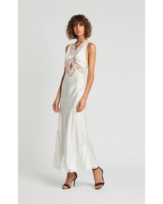 SIR. Aries Lace-trimmed Silk-satin Maxi Dress in White | Lyst