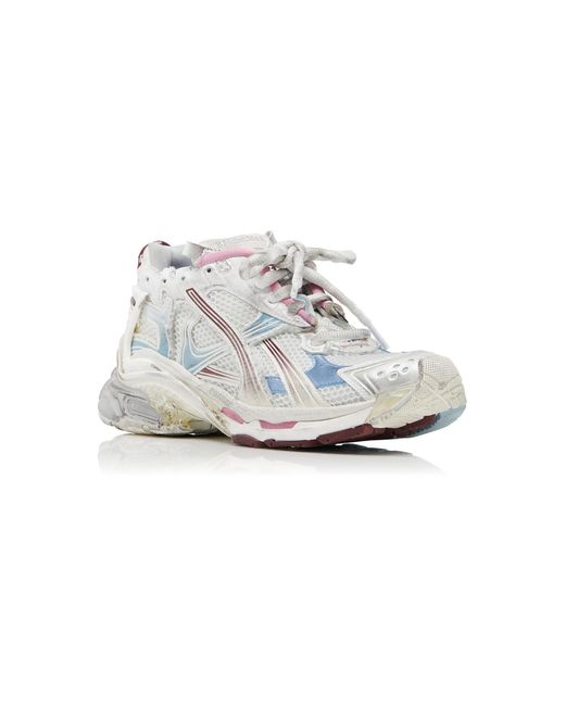 Balenciaga White Runner Gradient Mesh; Rubber Sneakers