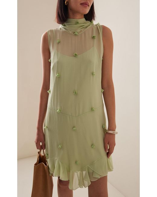 stella mccartney green dress Stella McCartney Crew Neck Mini Dress - Green Dresses, Clothing - STL252064