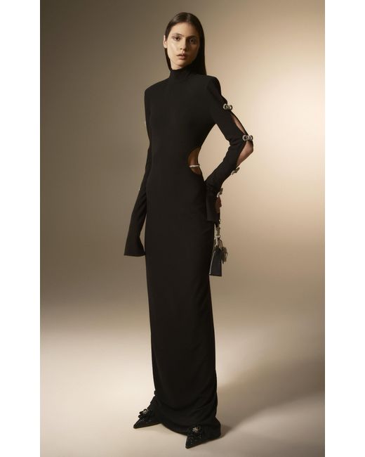 Mach & Mach Crystal-embellished Cutout Bouclé Maxi Dress in Black | Lyst  Canada