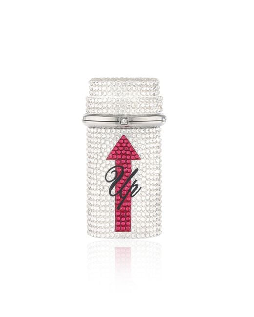Judith Leiber White Miniature Equilbrium Prescription Bottle Clutch