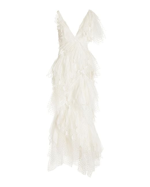 Zimmermann White Rhythmic Fluted Linen-silk Gown