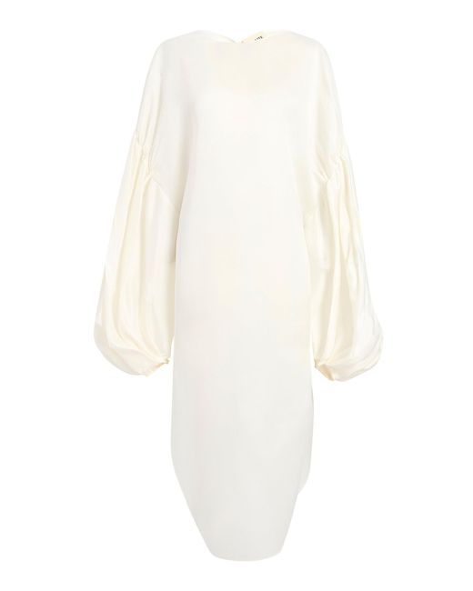 Khaite White Zelma Oversized Silk Midi Dress