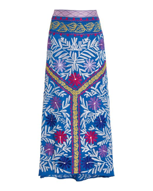 Alexis Blue Anibel Embroidered Woven Midi Skirt