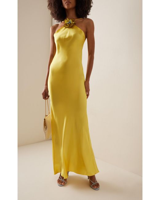 Rodarte Yellow Exclusive Bead-embellished Silk Maxi Dress