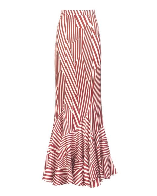 Silvia Tcherassi Red Florina Stretch-Silk Maxi Skirt