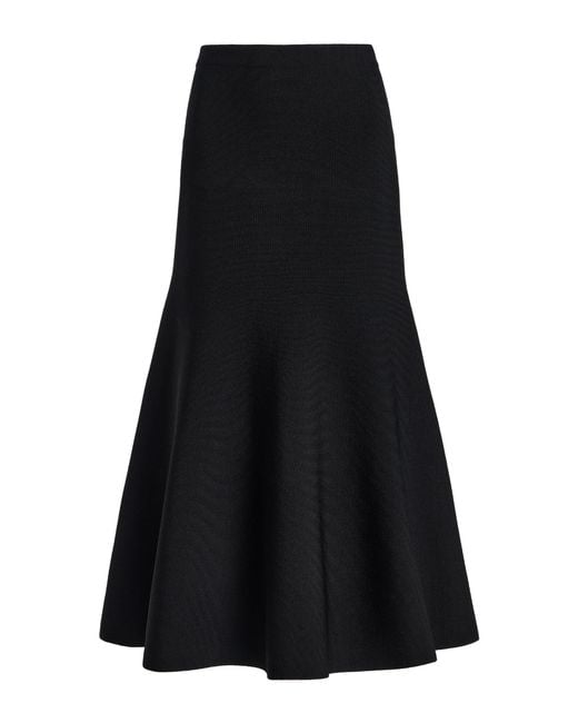 Brandon Maxwell Black Hendrix Flared Knit Midi Skirt