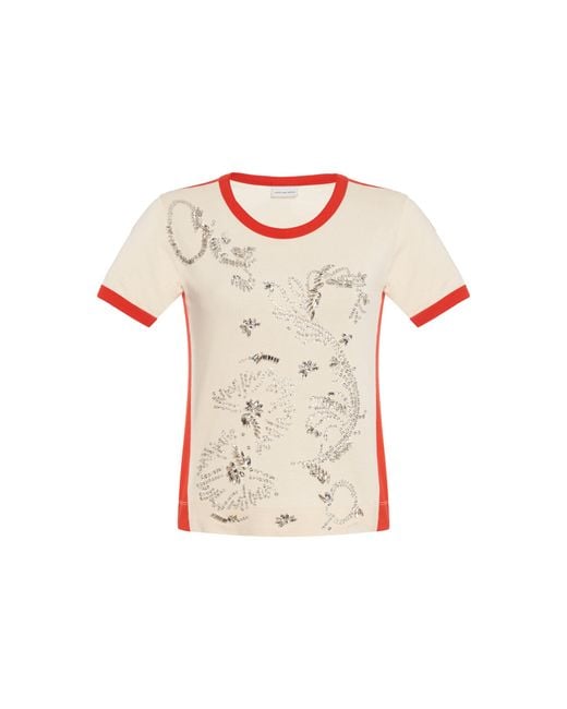 Dries Van Noten White Hental Embellished Cotton-Jersey T-Shirt
