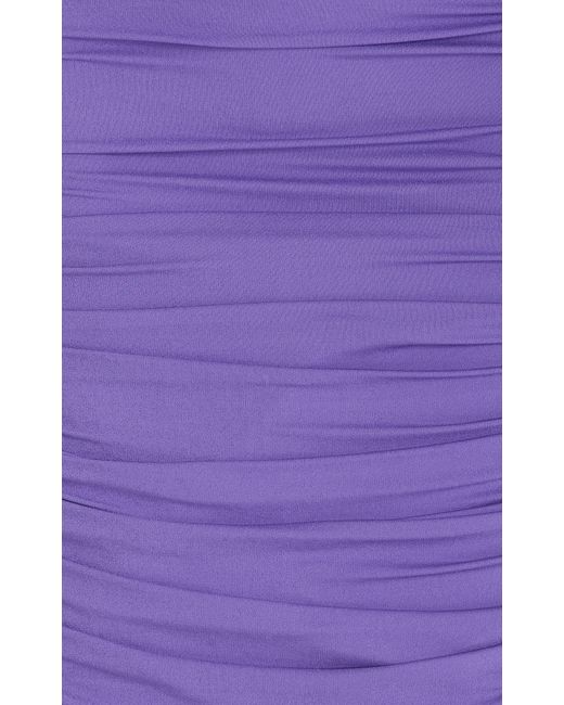 Michael Kors Purple Ruched Jersey Midi Dress
