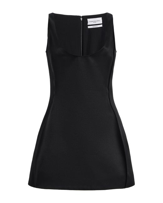 Brandon Maxwell Black Robbie Scoop-Neck Wool-Silk Mini Dress