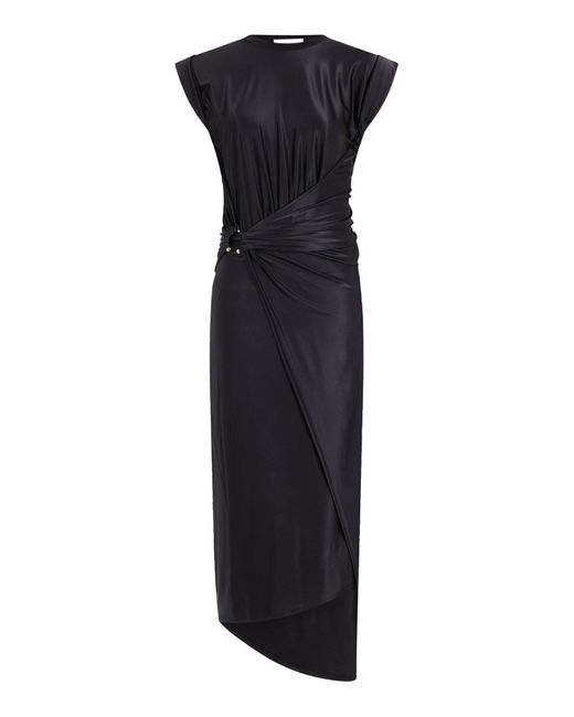 Rabanne Black Draped Jersey Midi Dress