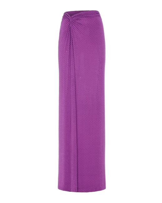 Ralph Lauren Purple Embelished Jersey Sarong Maxi Skirt