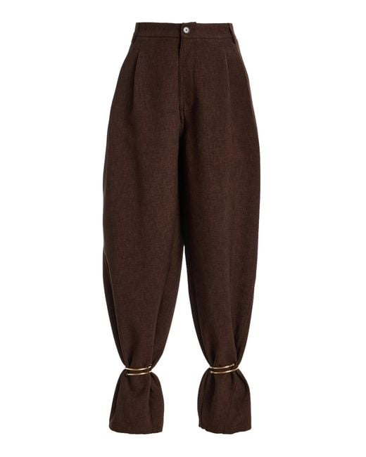 DARKPARK Brown Phebe Cuff-Detailed Wide-Leg Comfort Suit Pants