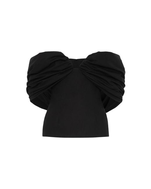 Magda Butrym Black Draped-Sleeve Top