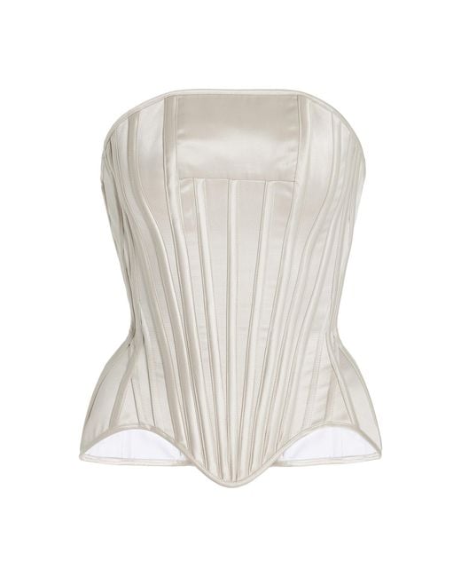 Wiederhoeft White Exclusive Julie Satin Corset Top