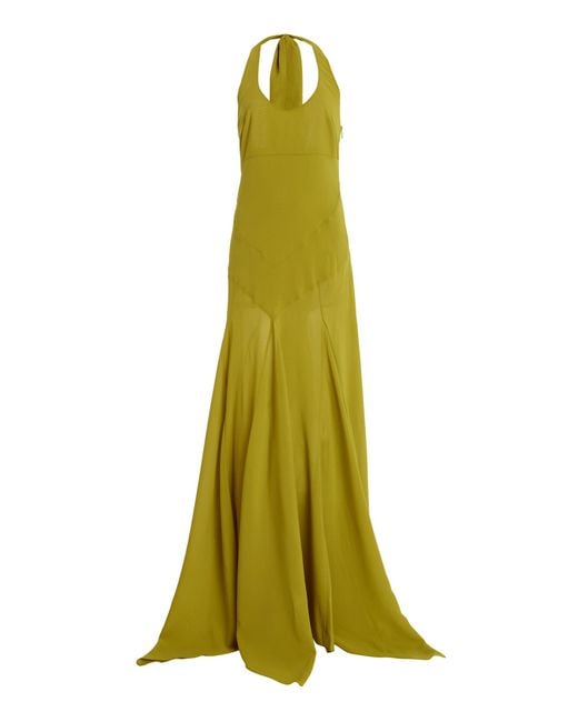 Siedres Green Exclusive Raye Crepe Midi Halter Dress