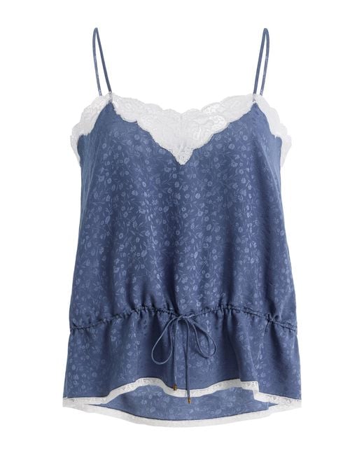 Chloé Blue Lace-Trimmed Silk Cami