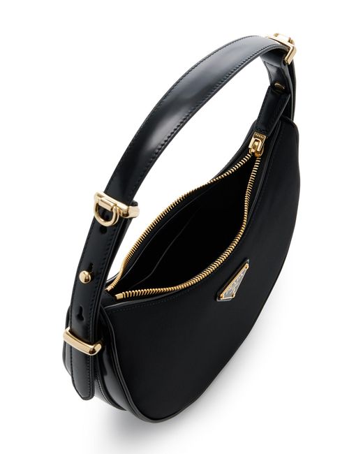 Prada Black Arqué Leather-trimmed Re-nylon Shoulder Bag