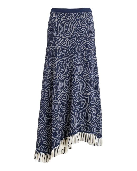 Ulla Johnson Blue Josephine Ruffled Knit Maxi Skirt