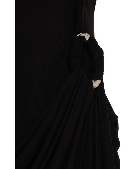 Jonathan Simkhai Black Sone Draped Asymmetric Jersey Maxi Dress