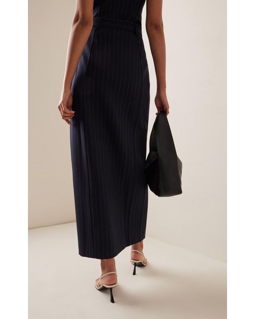 Significant Other Blue Pinstriped Maxi Pencil Skirt