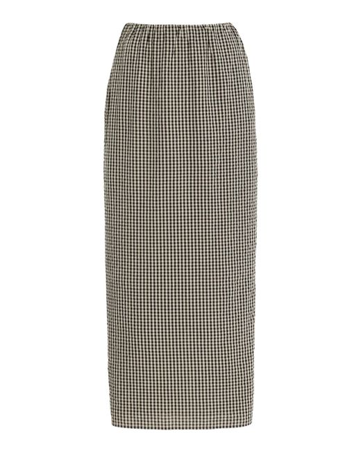 Posse Gray Exclusive Aurelia Gingham Cotton Maxi Skirt