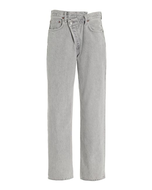 Agolde Gray Criss Cross Mid-rise Straight-leg Jeans